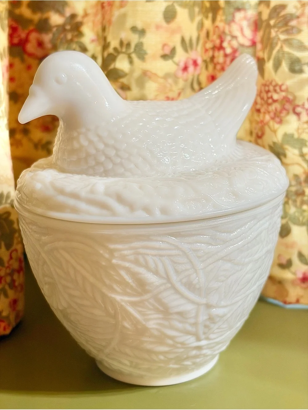 Avon Milk Glass Nesting Bird